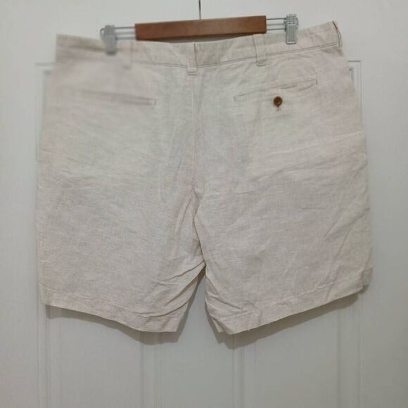 J crew mens 38 waist Bermuda shorts tan oatmeal 100% linen beach boho - Picture 2 of 8